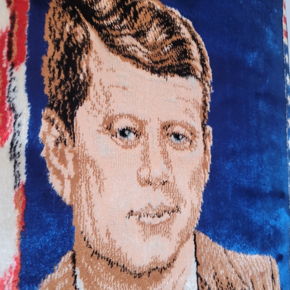 Vintage 1964 JFK John F Kennedy Ramallah Wall Hanging Tapestry Made In Italy - Picture 3 of 7